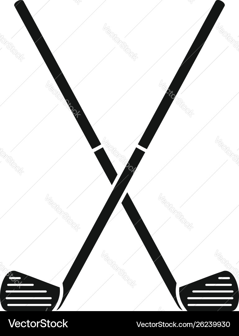 Crossed golf sticks icon simple style Royalty Free Vector