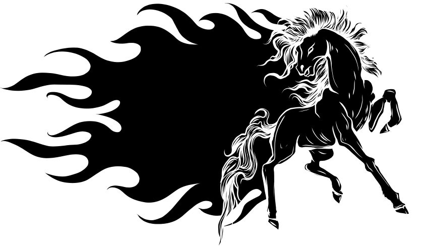 Arabian horse black white Royalty Free Vector Image