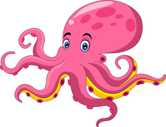 Cute octopus cartoon on white background Vector Image