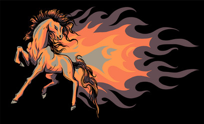 Horse silhouettes with flame tongues Royalty Free Vector