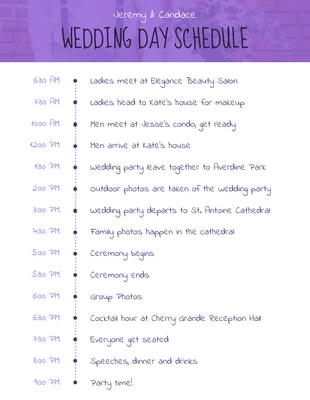 premium  Template: Simple Photo Wedding Day Schedule