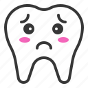 emoji, emoticon, face, sad, tooth