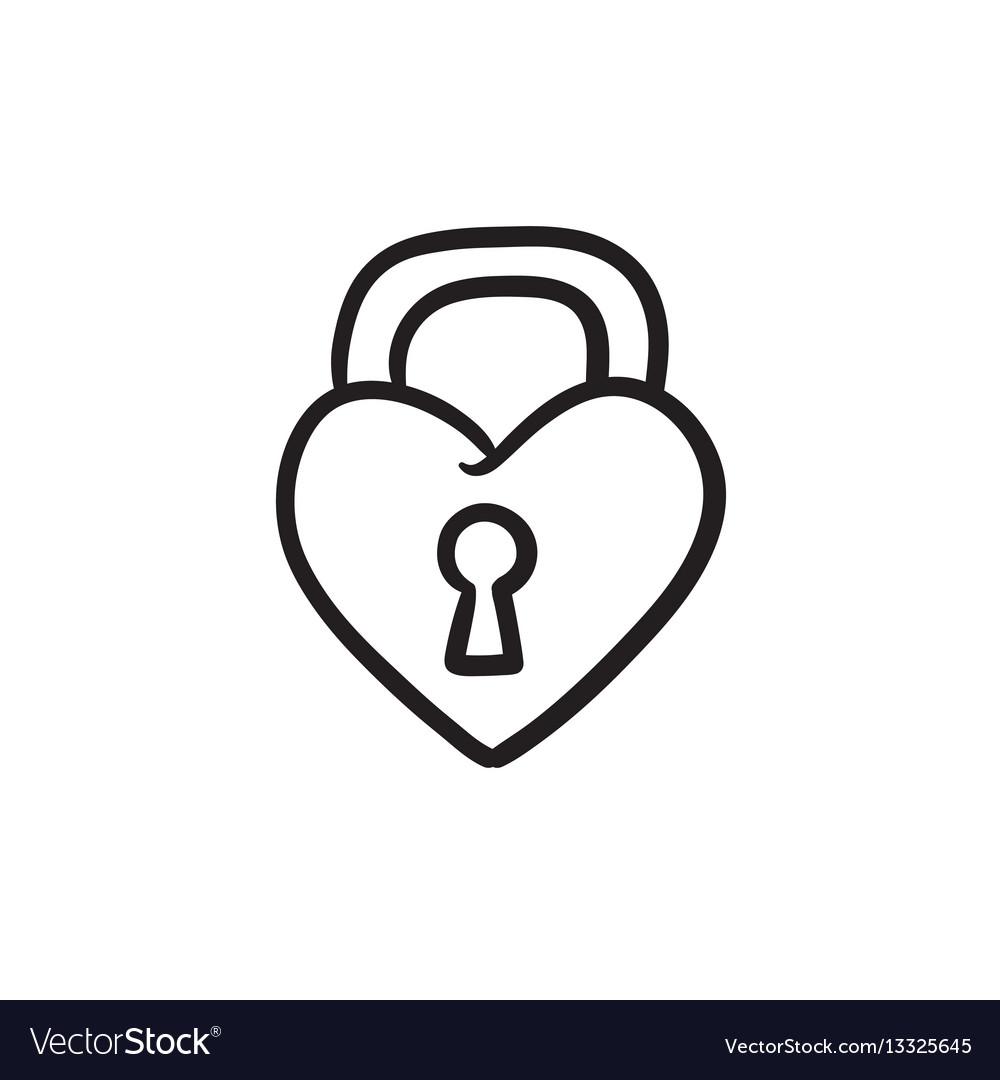 Lock shaped heart sketch icon Royalty Free Vector Image