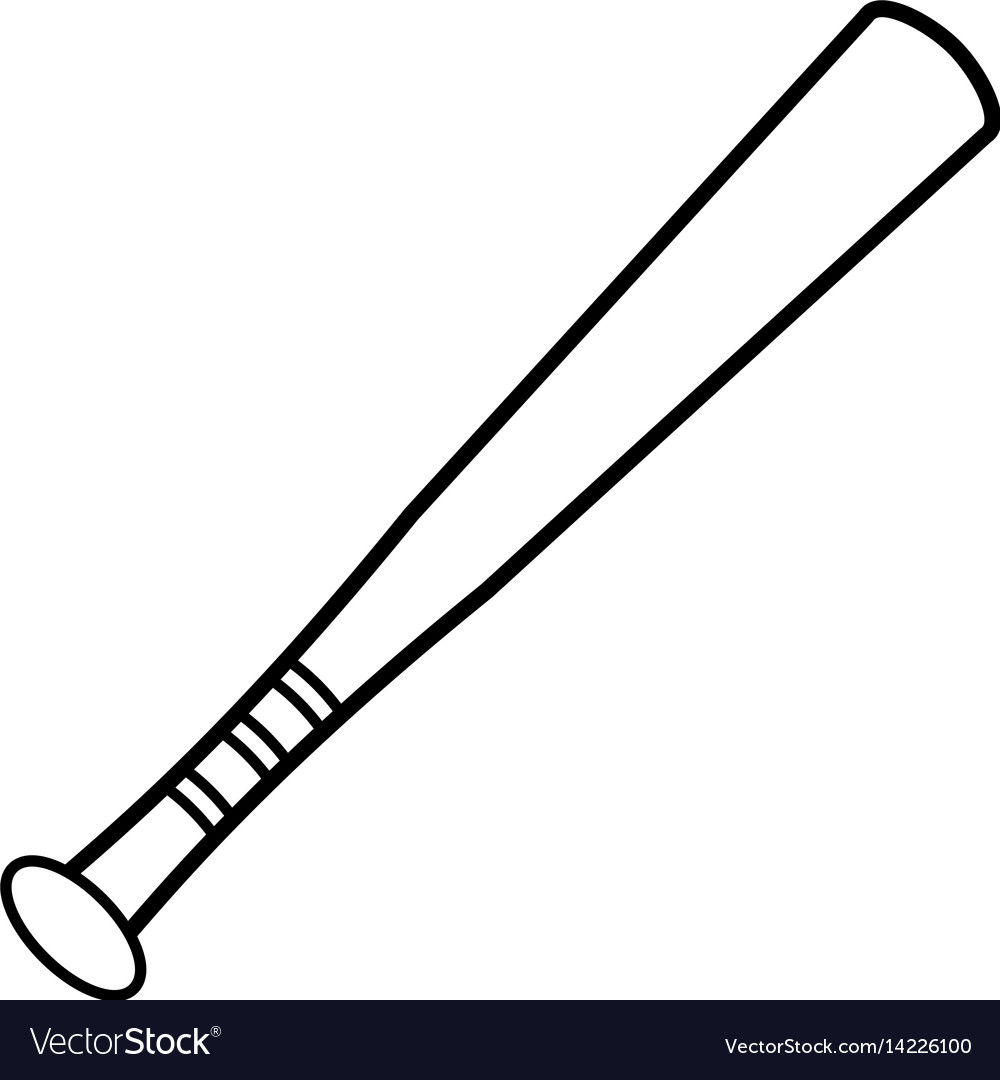 Bat baseball equipment play outline Royalty Free Vector