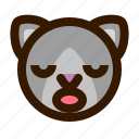 animal, avatar, cat, emoji, emoticon, face, sleep