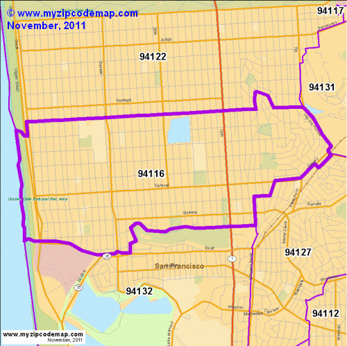 Zip Code Map of 94116 - Demographic profile, Residential, Housing ...