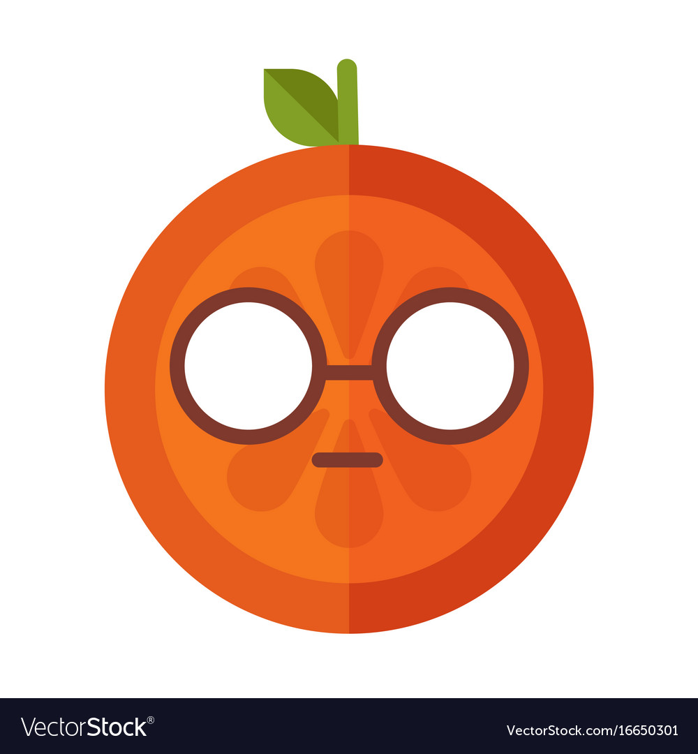 Emoji - smart smiling orange with glasses Vector Image