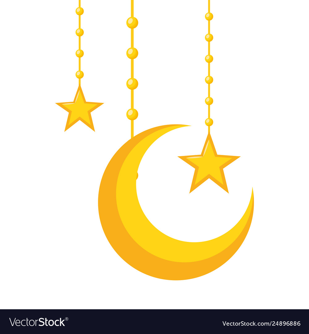 Half moon and stars Royalty Free Vector Image - VectorStock