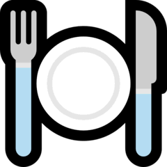 fork and knife with plate Microsoft emoji