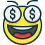 money, dollar, emoji, emoticon, face 