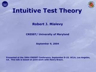 Intuitive Test Theory