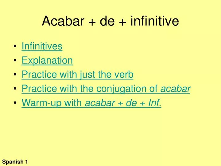 acabar de infinitive