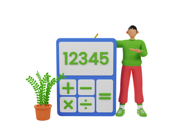 Accountant man showing calculator  3D Illustration