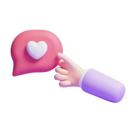 Hand Holding Love Message  3D Icon