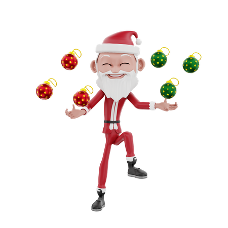 Juggler santa christmas ball  3D Illustration