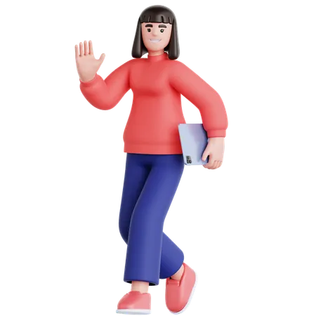 Woman Walking  3D Illustration