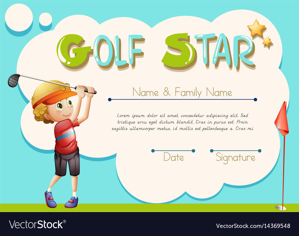 Certificate Template For Golf Star Stock Vector Pertaining To Golf Gift ...