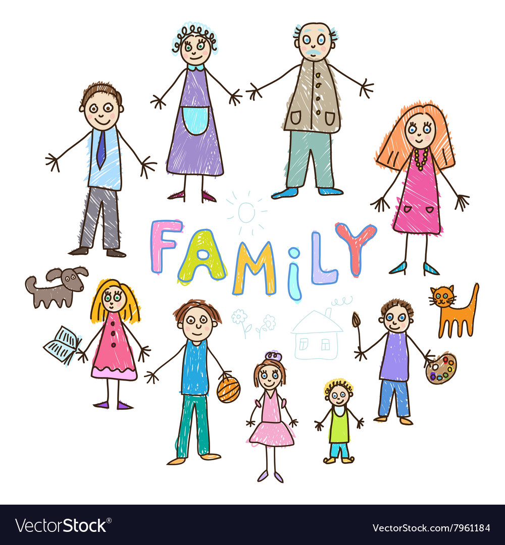 Family Picture For Kids Drawing