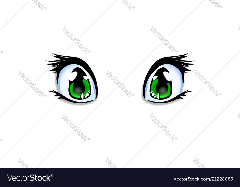 Manga anime green eyes for creation cartoon Vector Image image.