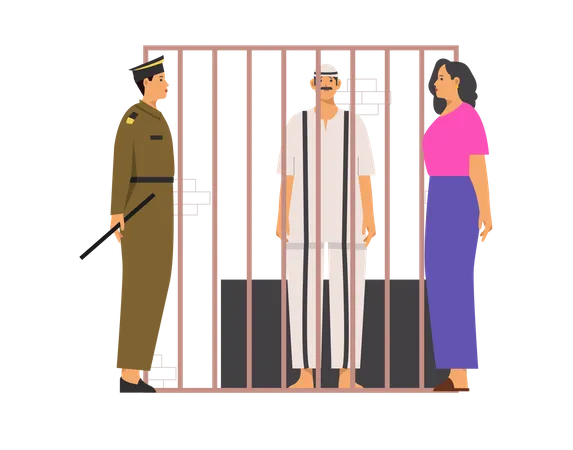 Free Criminal talking to family along with police  Illustration