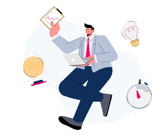 Free Entrepreneur managing a business  Illustration