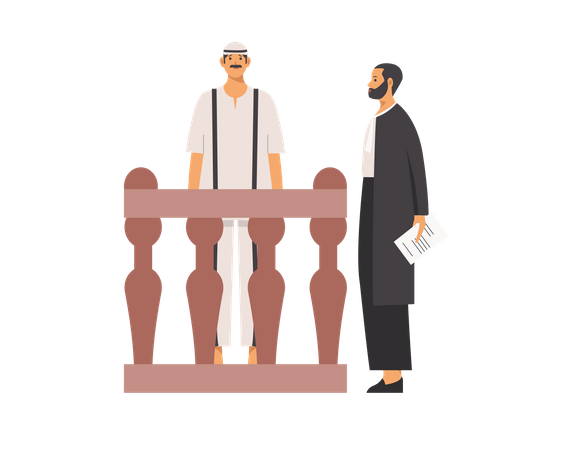 Free Lawyer asking questions to criminal  Illustration