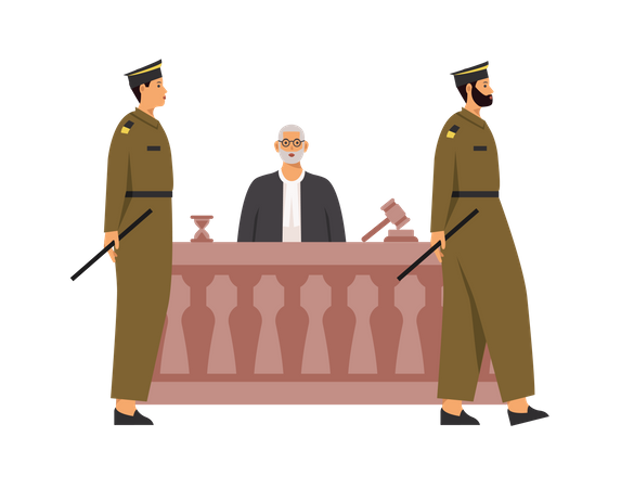 Free Police and judge in courtroom  Illustration