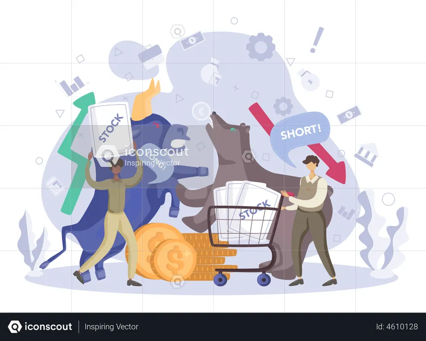 People Trading at Stock Market  Illustration