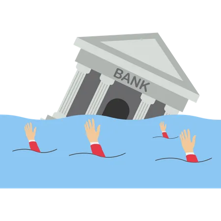 Building of the bank drowning  Illustration