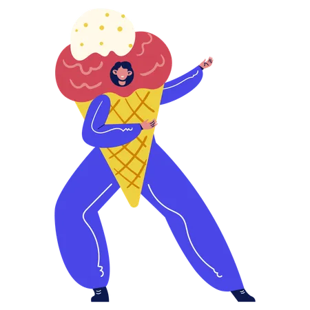 Girl in Ice Cream Costume  Illustration