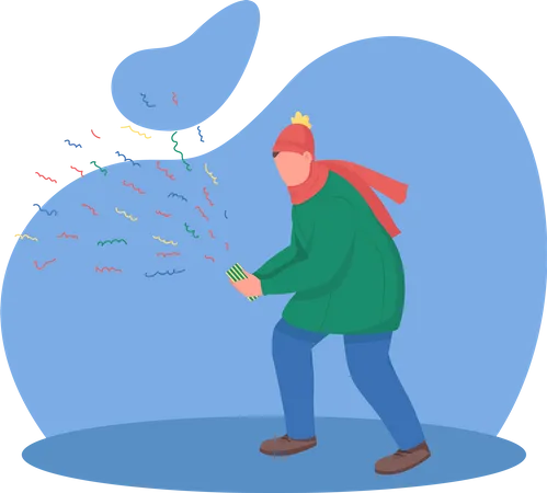 Guy holding confetti cracker  Illustration