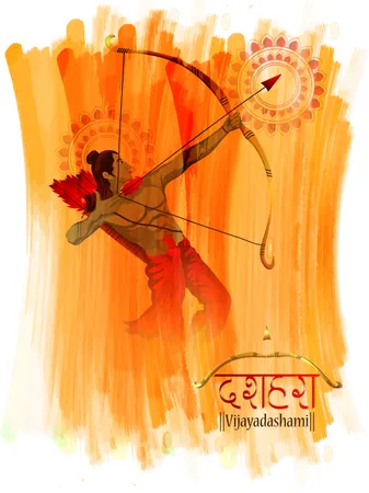 Happy Dussehra Background With Ram  Illustration