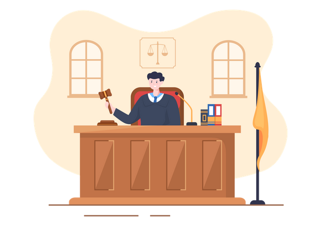 Judge in court  Illustration