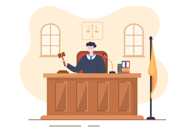 Judge in court  Illustration