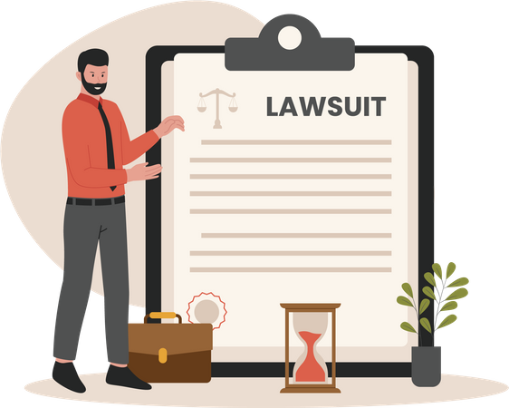 Male lawyer fight lawsuit  Illustration