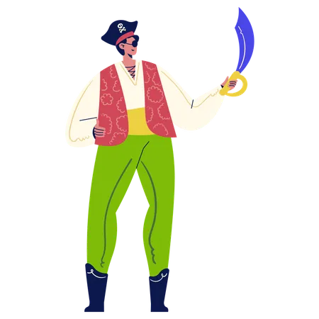 Man in Pirate Costume  Illustration