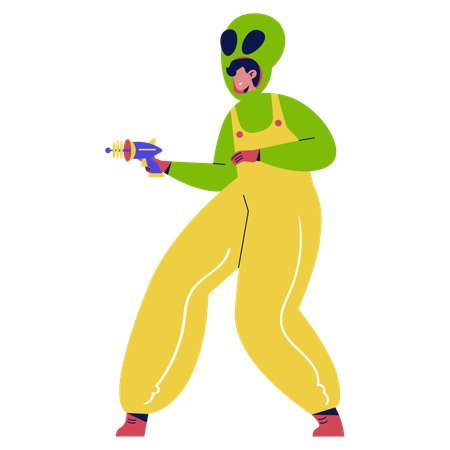 Man wearing Alien Costume  Illustration