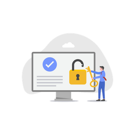 Man with Unlock privacy  Illustration