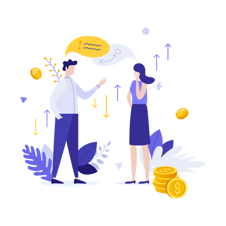 Money investment discussion  Illustration