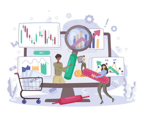 People trading in stock market  Illustration