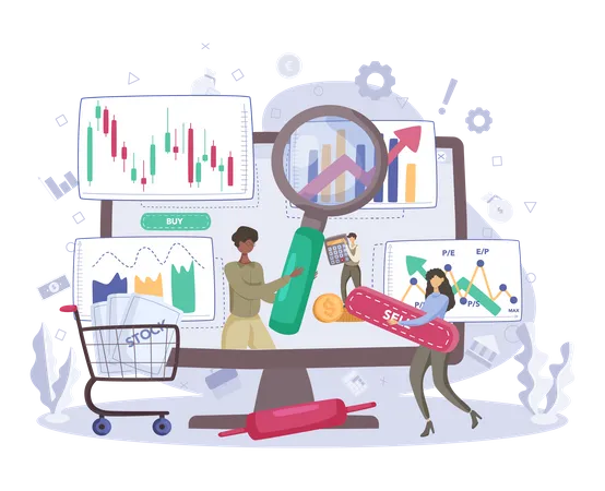 People trading in stock market  Illustration