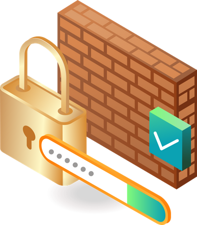 Security firewall protected with password  Illustration