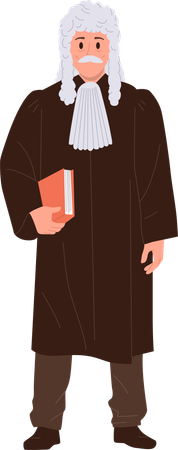 Senior male judge courthouse law worker wearing traditional robe costume  Illustration