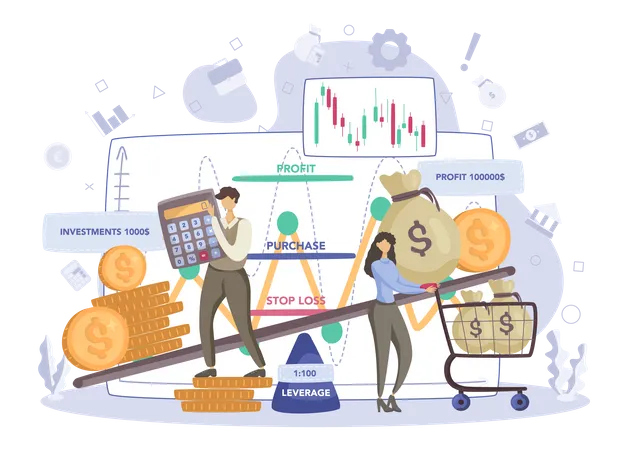 Stock market leverage  Illustration