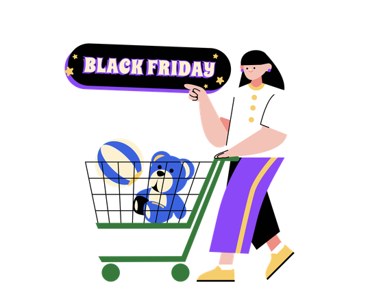 Woman doing shopping during Black Friday Sale  Illustration