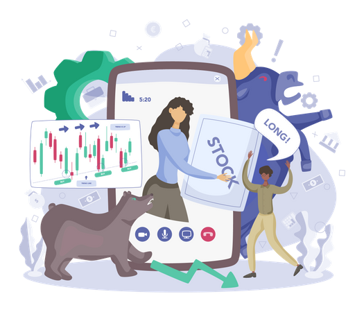 Woman trading in stock market  Illustration