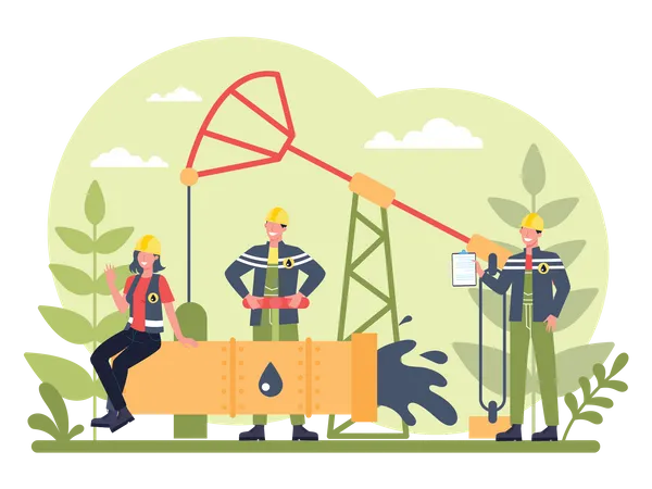 Worker working in oil production industry  Illustration