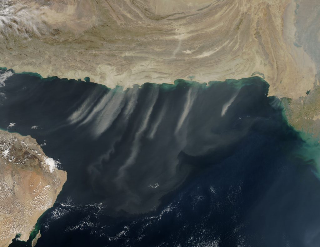 Dust from Iran and Pakistan streams over the Arabian Sea • Earth.com