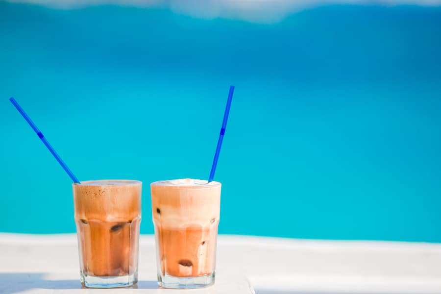 Greek Coffee - Frappe, ice coffee on the beac