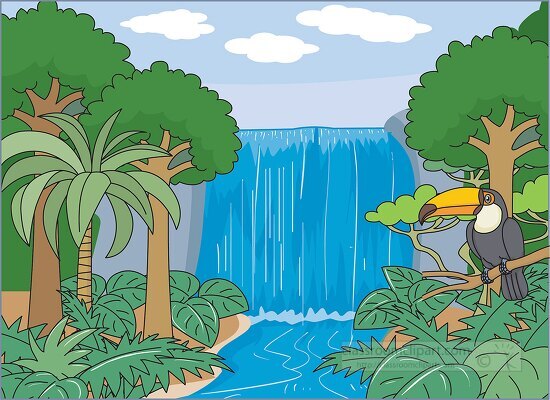 rainforest biome trees waterfall clipart 20202b